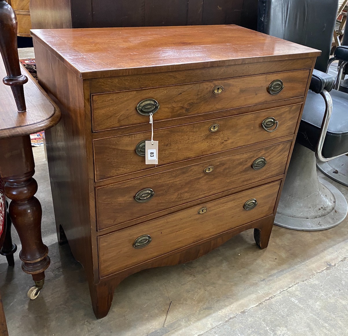 A small George IV mahogany four drawer chest, width 81cm, depth 46cm, height 86cm